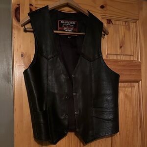 Men's Black Leather Vest by First Manufacturing